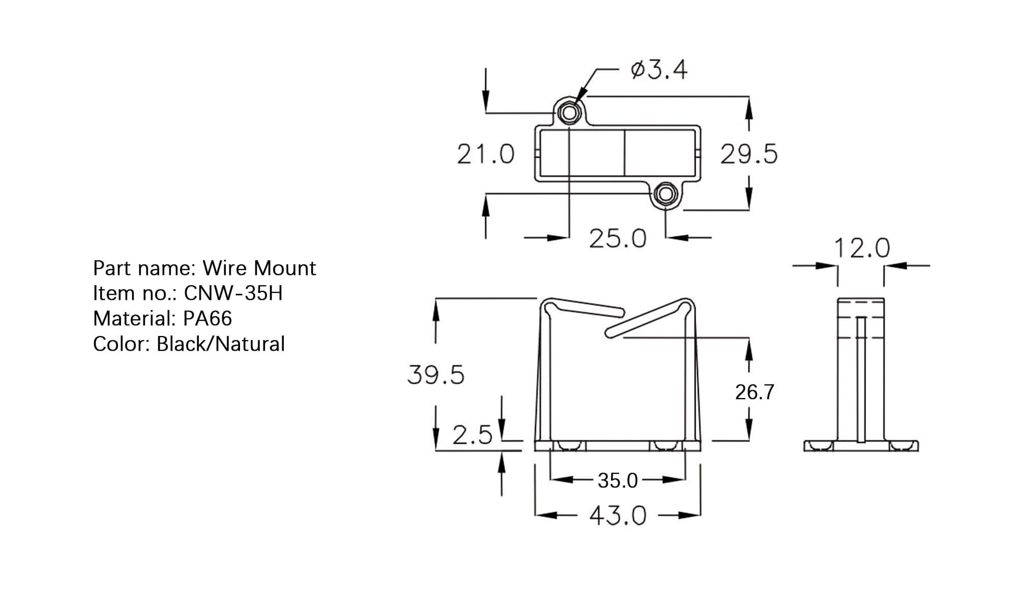 Plastic Wire Mount CNW-35H